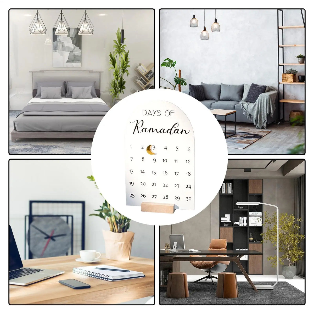 Ramadan Countdown Calendar 30 Days Acrylic Eid Mubarak Tabletop Zpaxo