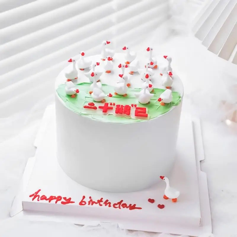 Soft Rubber Duck Cake Ornament Tiny Geese Shaped Cake Decoration For Kids Birthday Family Gathering Festival Occasion Zpaxo