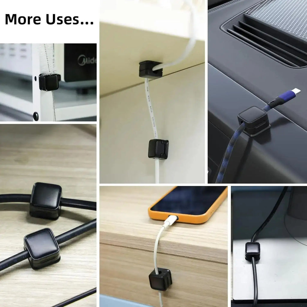 6PCS Magnetic Cable Clips Cable Organiser Adjustable Cord Holder Under Desk Organizing Cable Management Wire Cable Organizer Zpaxo