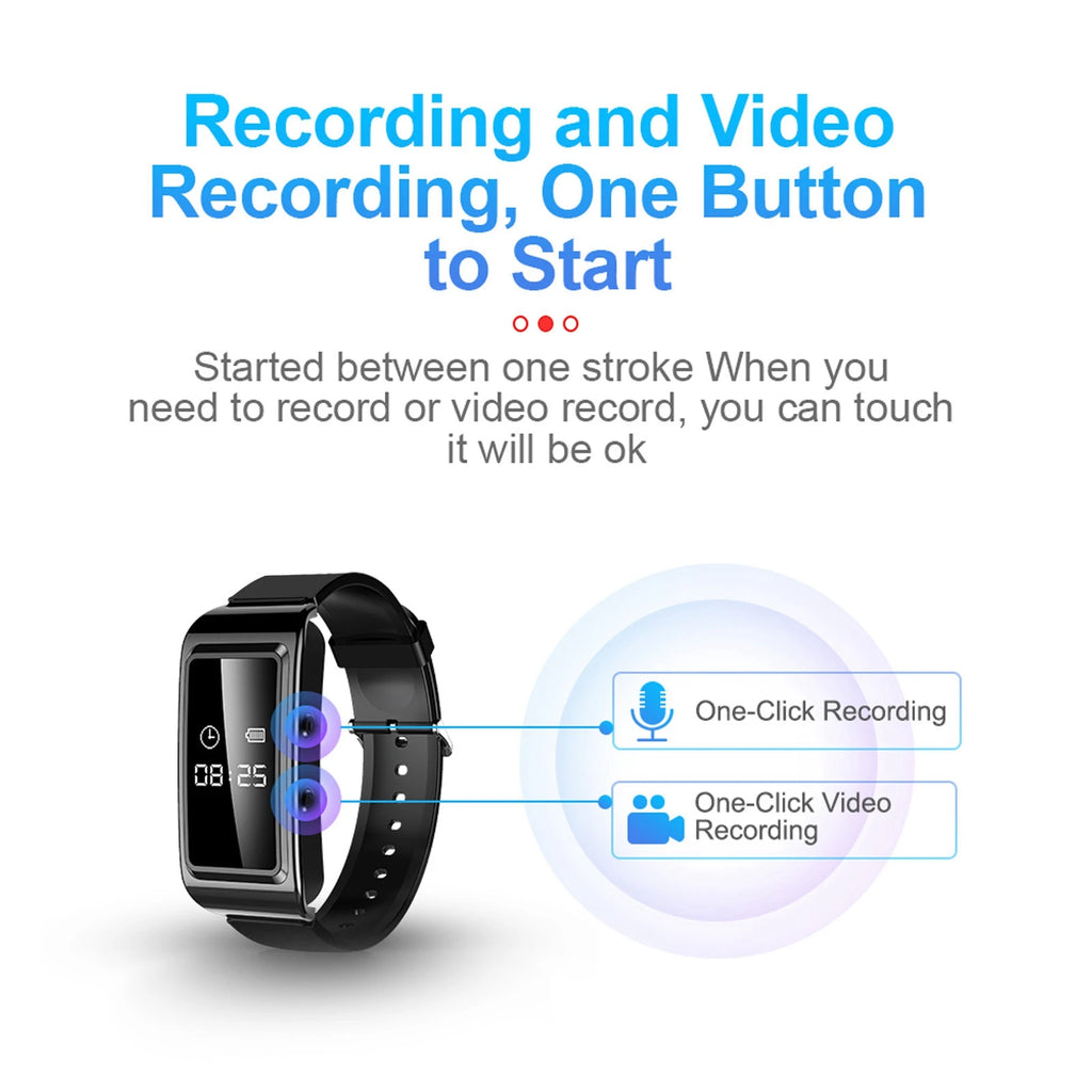 Camera Recorder Watch HD Noise Reduction Voice Activated Sweat Proof Zpaxo