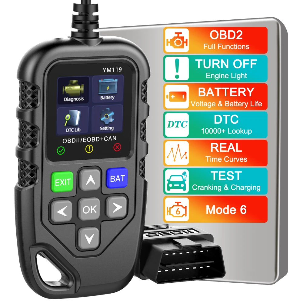 YM119 Car Auto Diagnostic Tool OBD2 Code Reader OBDII Scanner Work Zpaxo