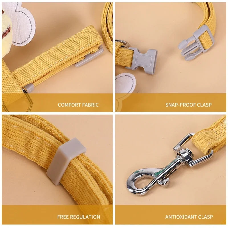 Cat Harness Leash Collar Adjustable Cartoon Bee Double Layer Dog Zpaxo
