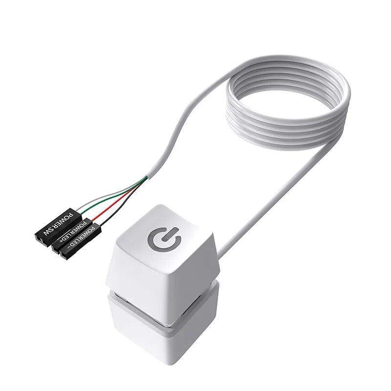2M LED Power Switch Extension Cable External PC Computer Motherboard Start Button On/Off Control For Home Office Desktop Switch Zpaxo White
