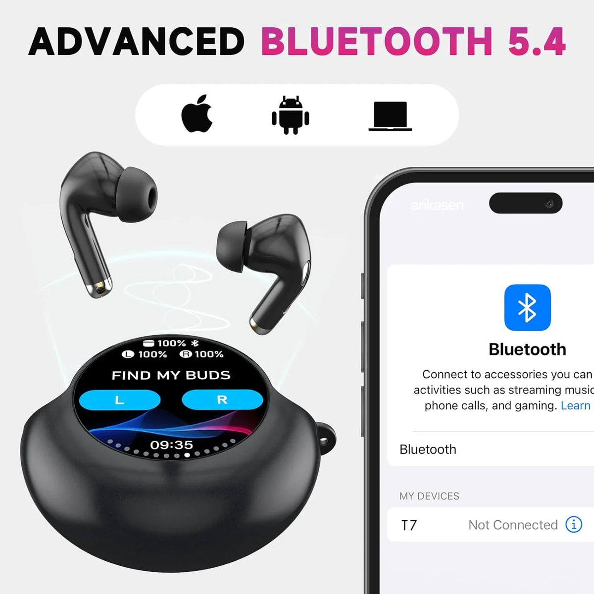 Wireless Earbuds ENC Noise Cancelling Ear Buds Smart Touchscreen Case Zpaxo