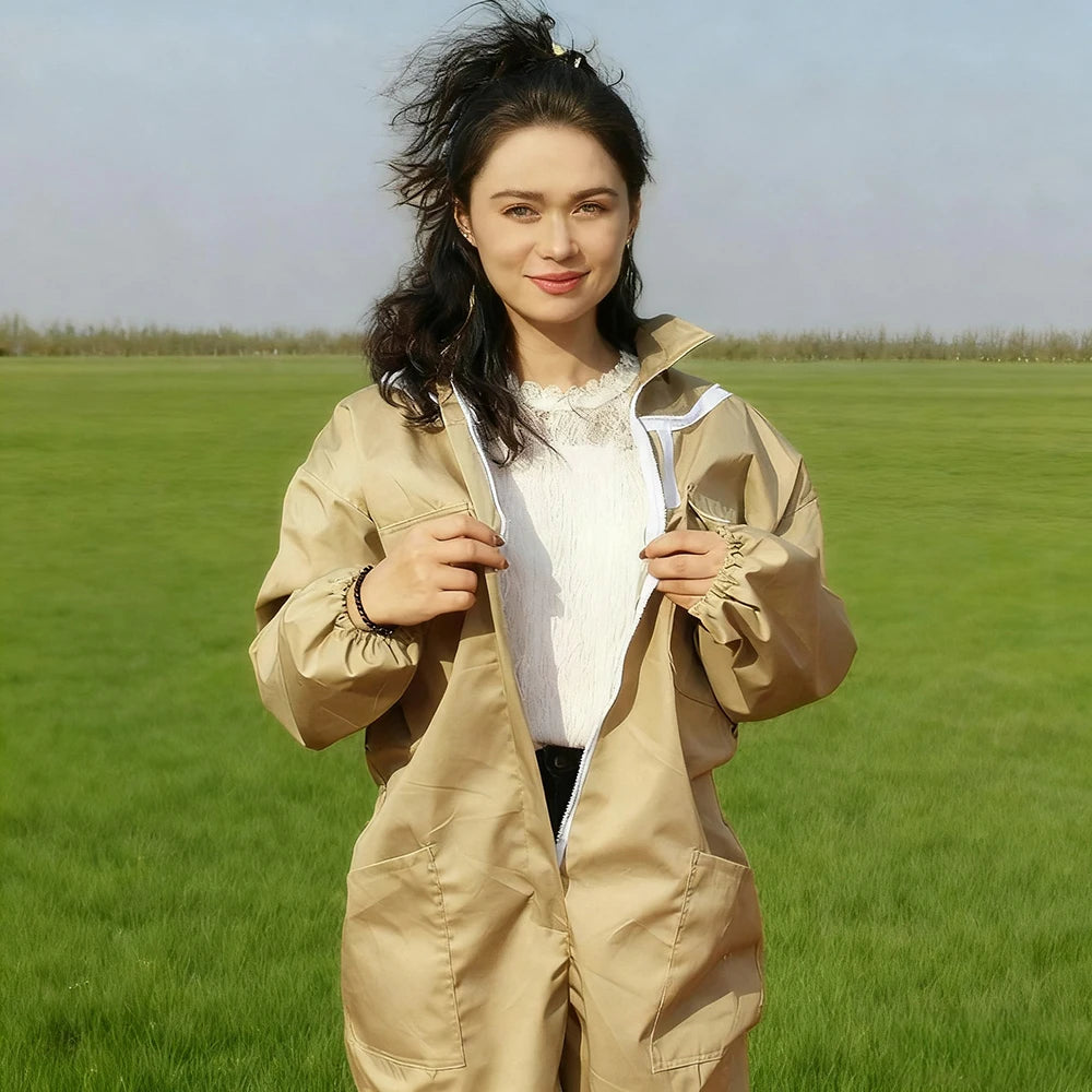 Beekeeping Suit Khaki Beekeeper Clothing Equipment Honeybee Overalls Zpaxo