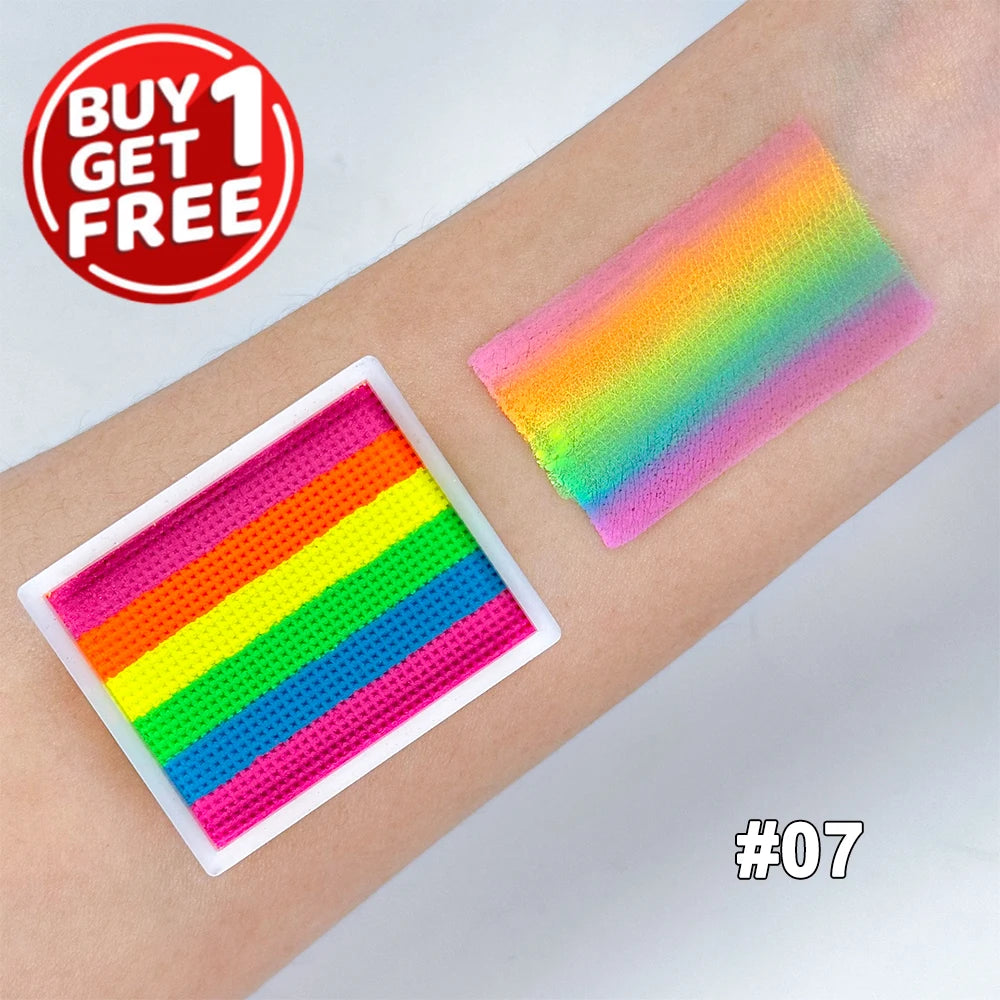 2pcs Rainbow Face & Body Paint,8g Split Cake Non-Toxic Paint Makeup Palette-Vibrant Mixed Colors For Festivals,Butterfly Makeup Zpaxo 07