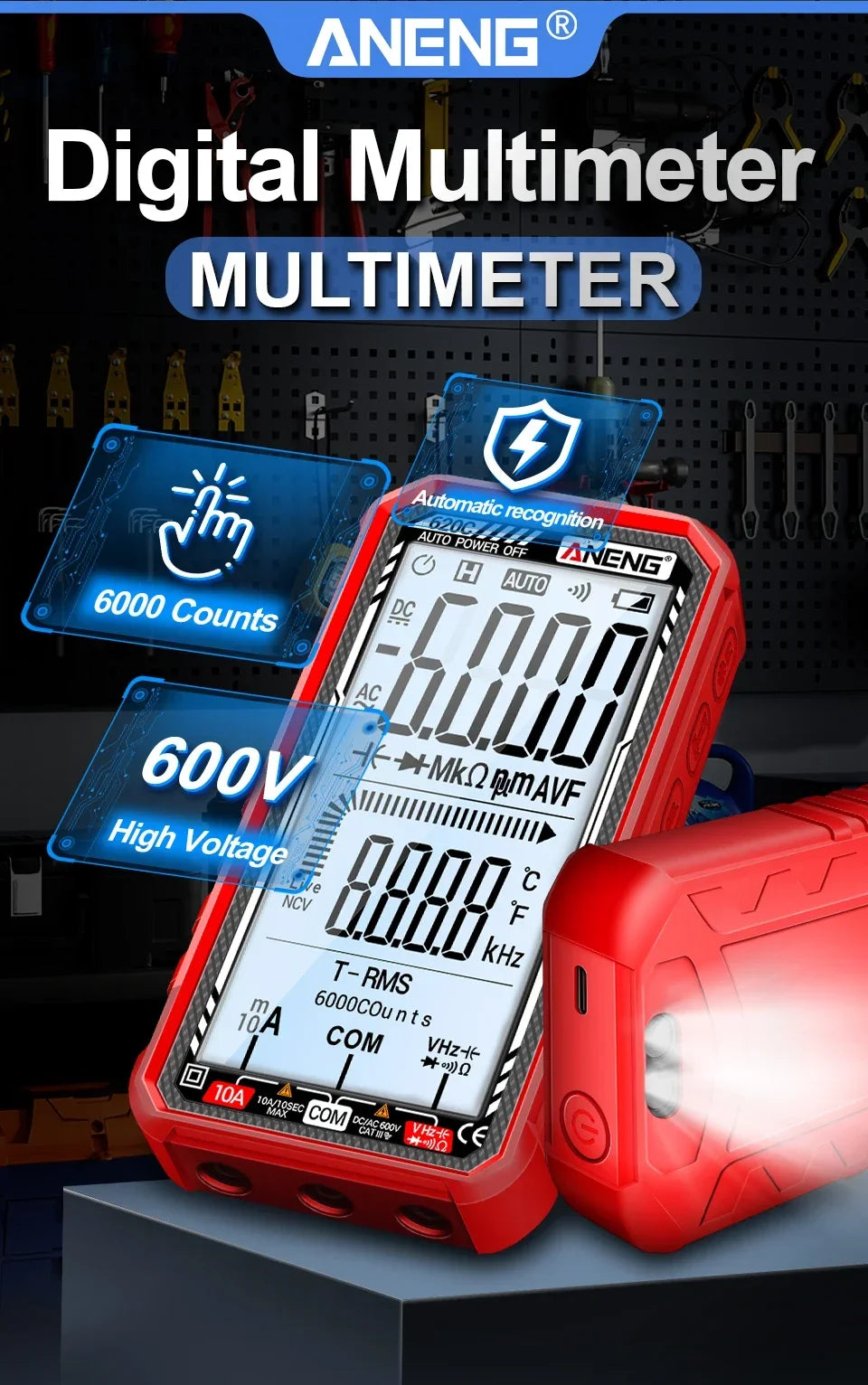 Smart Digital Multimeters AC Current Voltage Tester 6000 Counts Zpaxo