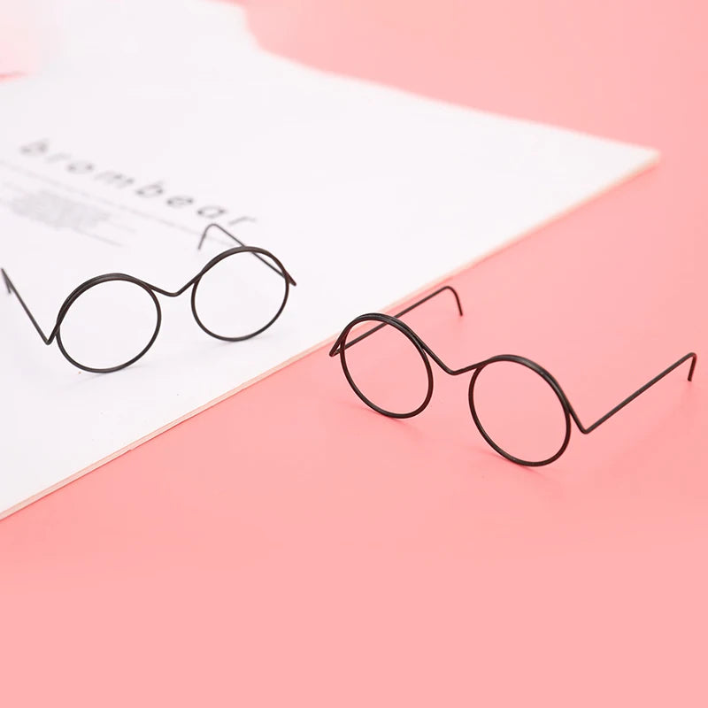 Fashion Round Frame Lensless Retro Cool Doll Glasses Accessories Zpaxo