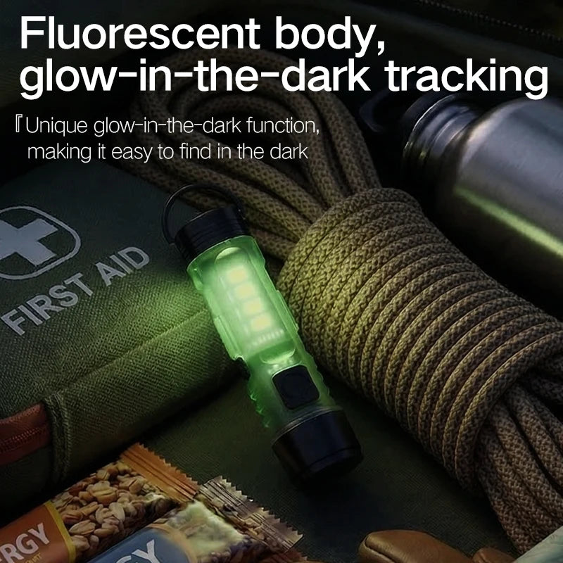 Outdoor Strong Light LED Flashlight Mini Portable Keychain USB Zpaxo