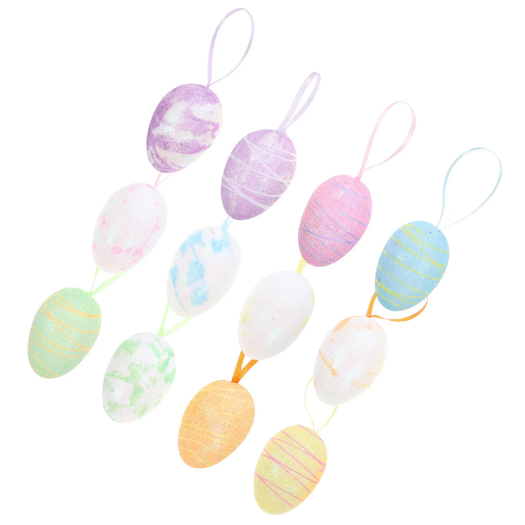 Easter Egg Ornaments Hand-painted Decorative Hanging Eggs Tree Decor Zpaxo