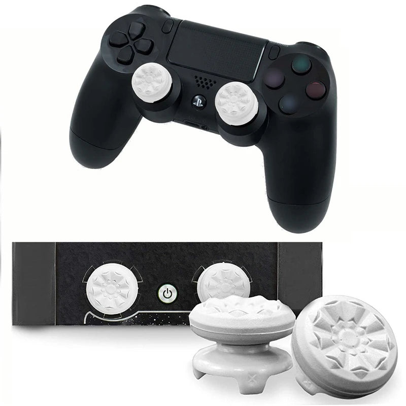 1 Pair Thumb Sticks Grips Rocker Stick Extenders Caps For PS4 / PS5 Controller Silicone Joystick Covers Accessories Kit Set Pack Zpaxo White