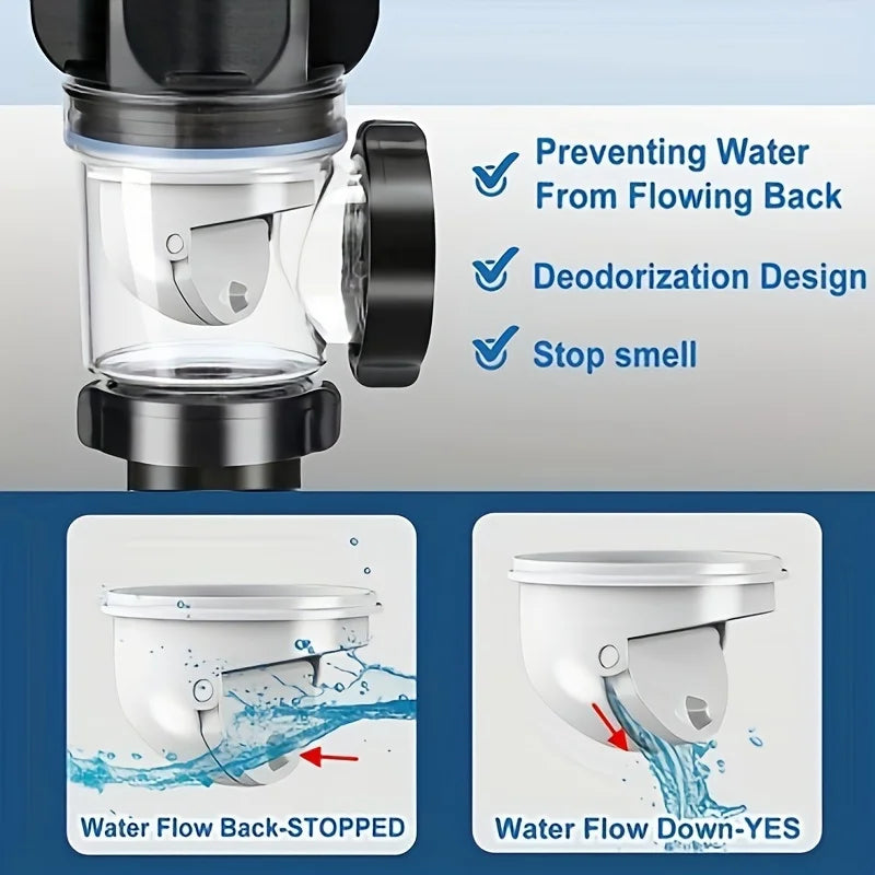 ABS Kitchen Sink Drain Pipe Adjustable P-trap Odor Clog Proof Slip Zpaxo