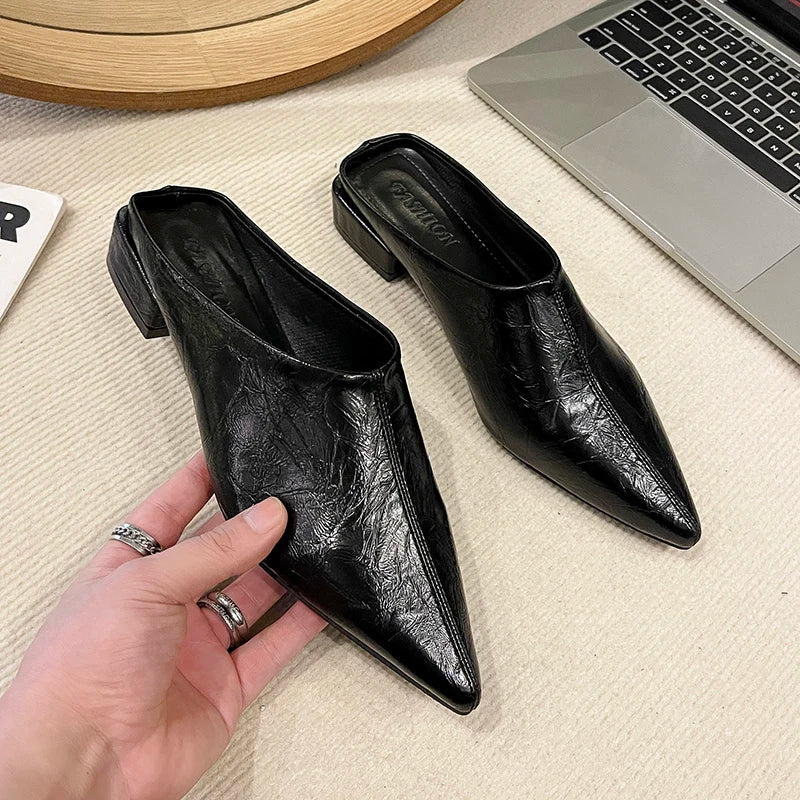 Fashion Pointed Toe Women Flats Slippers Mules Shoes 2026 Luxury Zpaxo