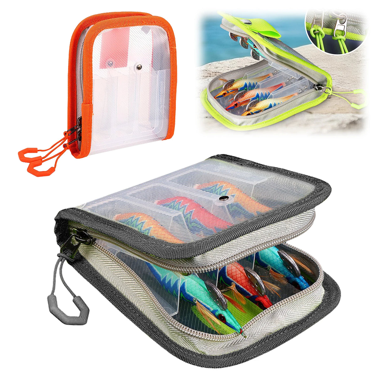 Wooden Shrimp Package Lure Bait Bag 6 Grid Fishing Tackle Waterproof Zpaxo