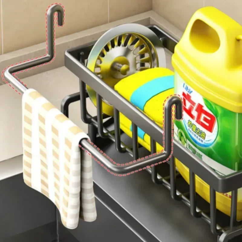 Space Saving Kitchen Sink Dish Rack Sponge Holder Water Drain Basket Zpaxo