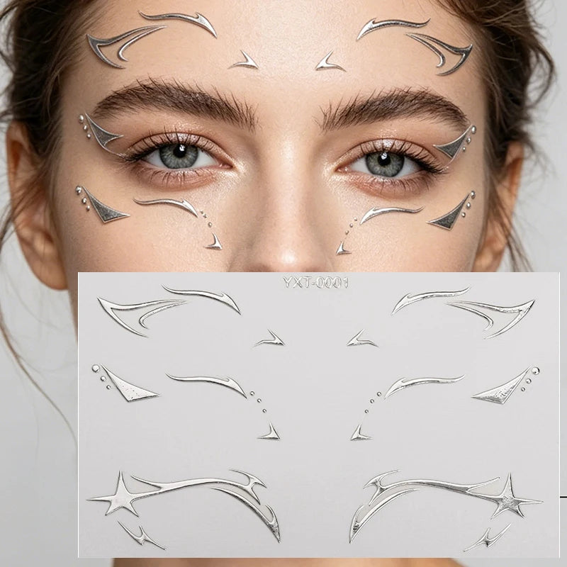 Colorful Eyes Makeup Stickers Laser Eyeliner Eyebrows Face Art Zpaxo YXT-001-1Pc