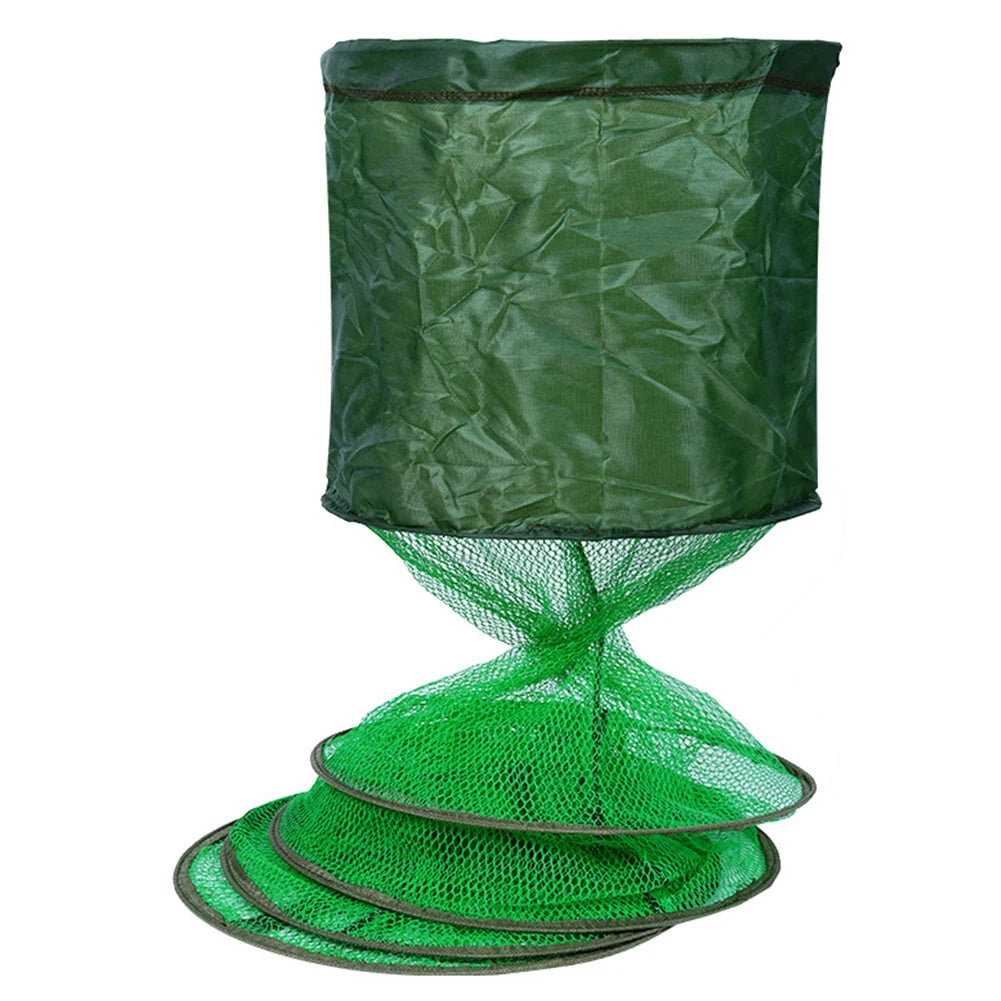 Telescopic Fyke Net Stainless Steel Ring Fishing Basket Portable Fish Zpaxo 30x2M