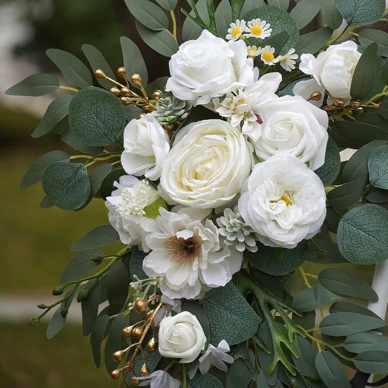 White Faux Arch Flower 2 Wedding Welcome Signs Floral Swag Reception Zpaxo