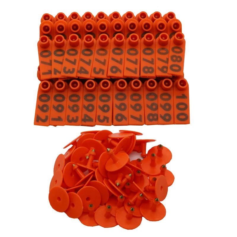 No 1-500 Sheep Ear Tag Signs Word Laser Typing Copper Head Earrings Zpaxo orange 301a400