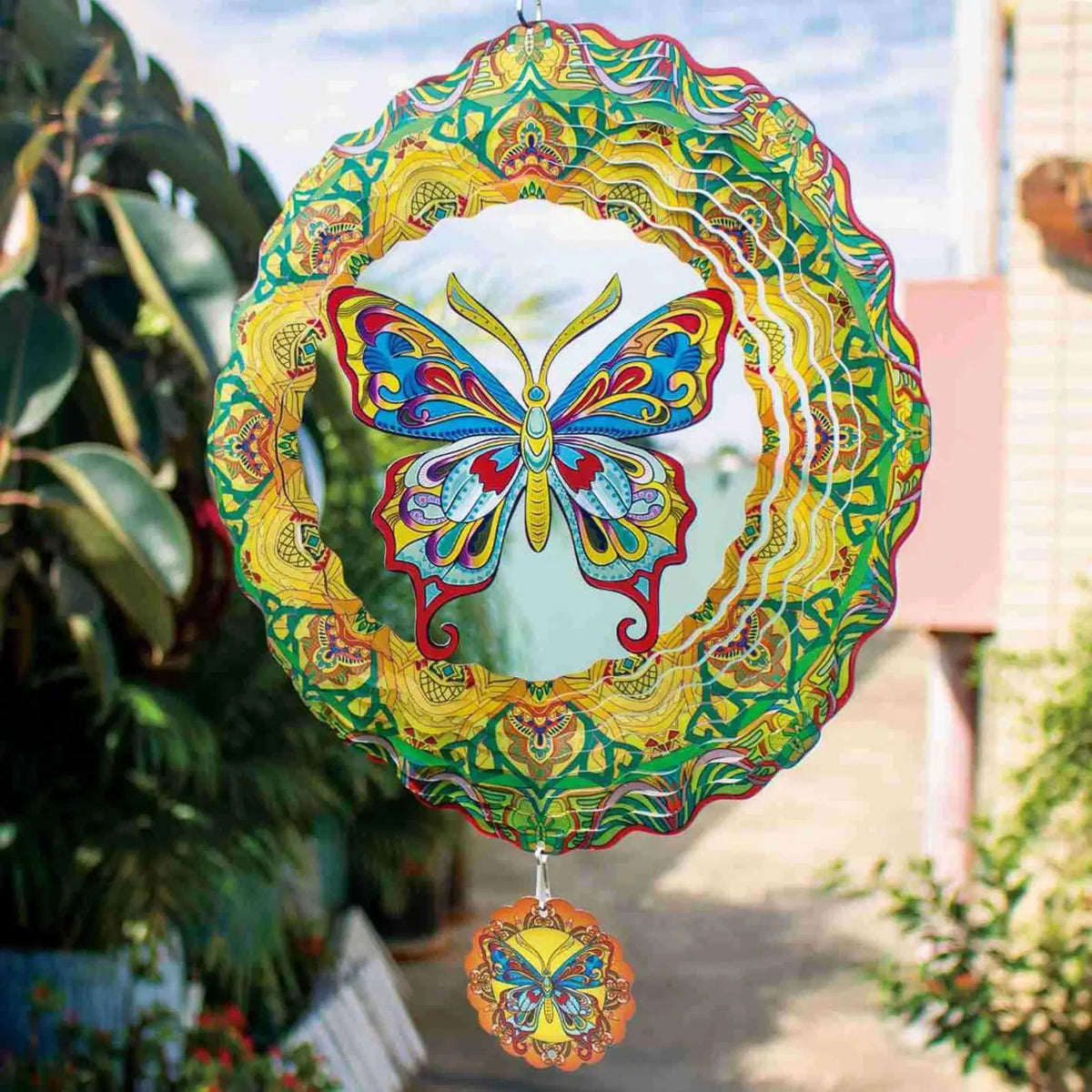 Butterfly Wind Spinner Outside Rustic Metal Patio Decor Sculpture Zpaxo