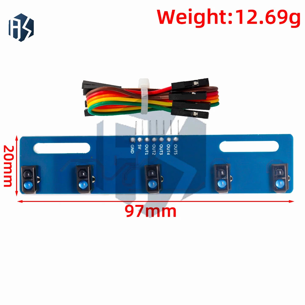 5 channel Infrared Reflective Sensor TCRT5000 KIT 5 way/road IR Photoelectric Switch Barrier Line Track Module Zpaxo