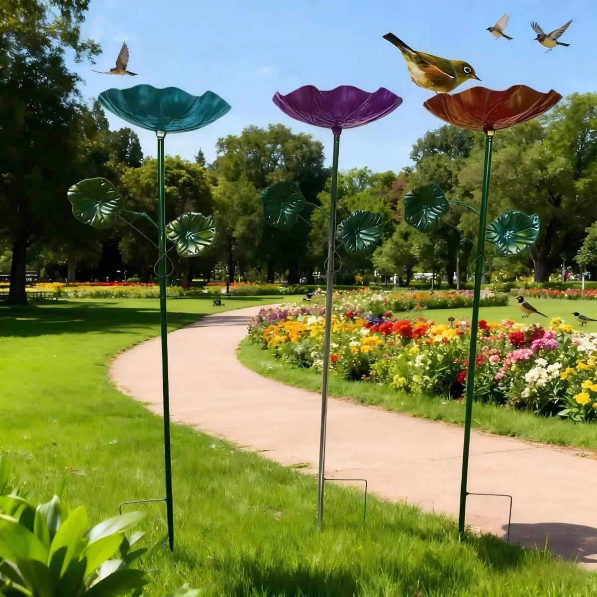 Outdoor Bird Bath Vintage Flower Iron Decoration Flower Bird Bath for Feeding Home Garden Backyard Courtyard Landscaping Park Zpaxo