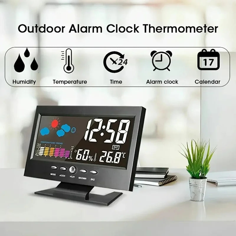 Large Backlit Display Digital Clock Voice Control Weather Station 12 Zpaxo