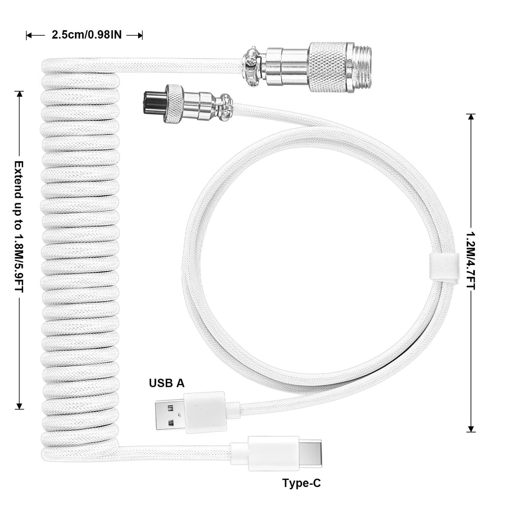 USB Type C Mechanical Keyboard Coiled Cable USB Mechanical Keyboar Coiled Cable Aviator Desktop Computer Aviation Connector Cord Zpaxo