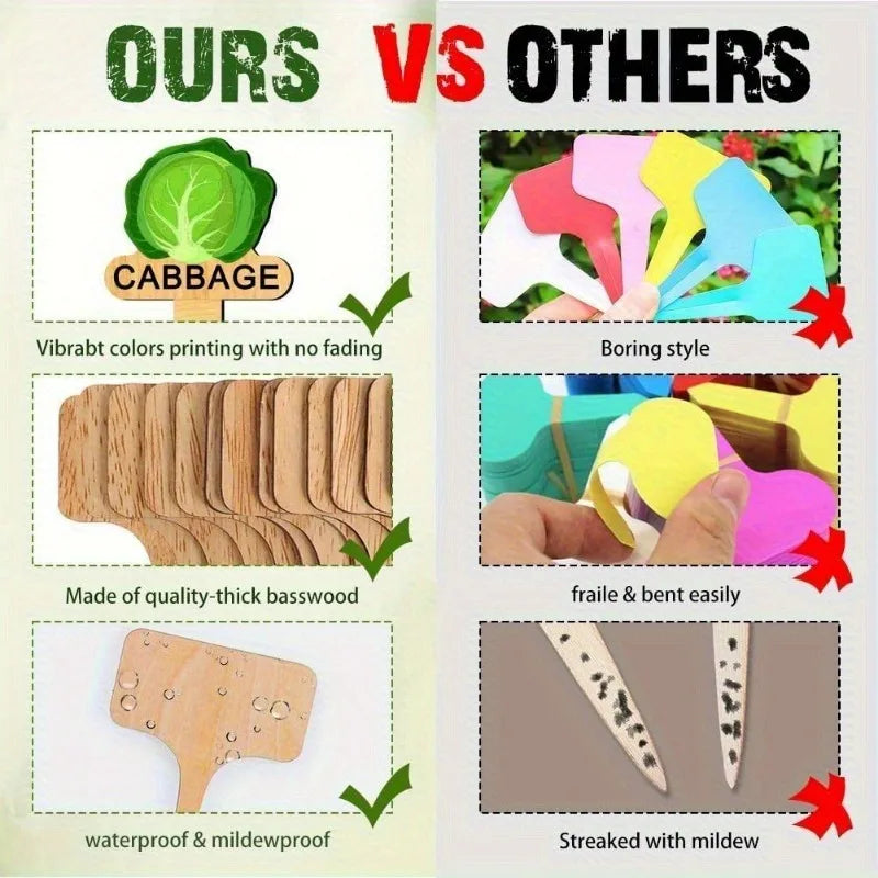 Wooden Plant Label 15 Styles Reusable Potted Tags Indoor Outdoor Zpaxo