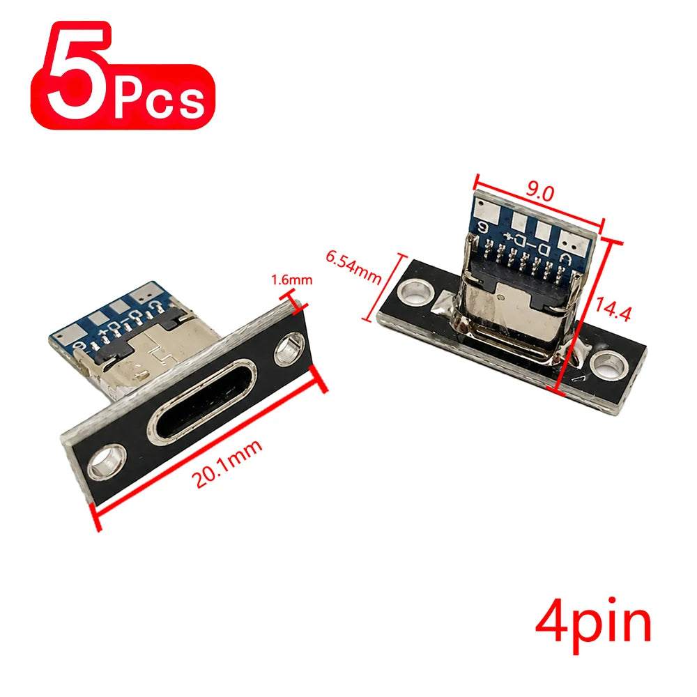 5 10 2Pin 4Pin Type-c Female Connector Jack Data Charging Port Small Zpaxo 4pin-5pcs