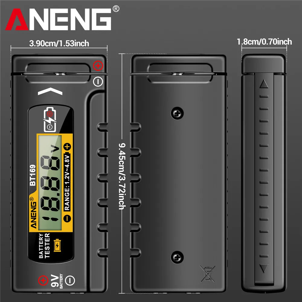 ANENG BT169 Digital Battery Testers AA AAA C D 9V 1 5V Button Cell Zpaxo