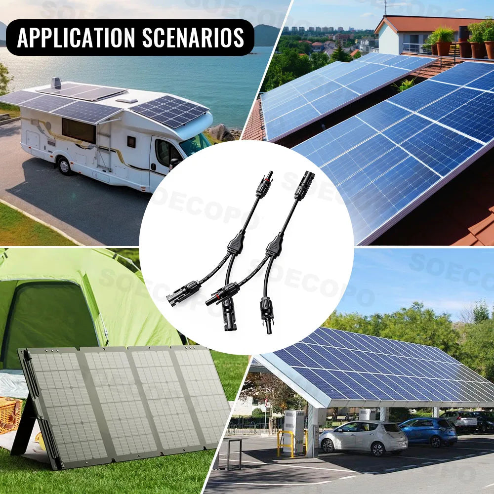 SOECOPO 1 2 MC 4 Cable Branch Connector Multiple Solar Panels Zpaxo