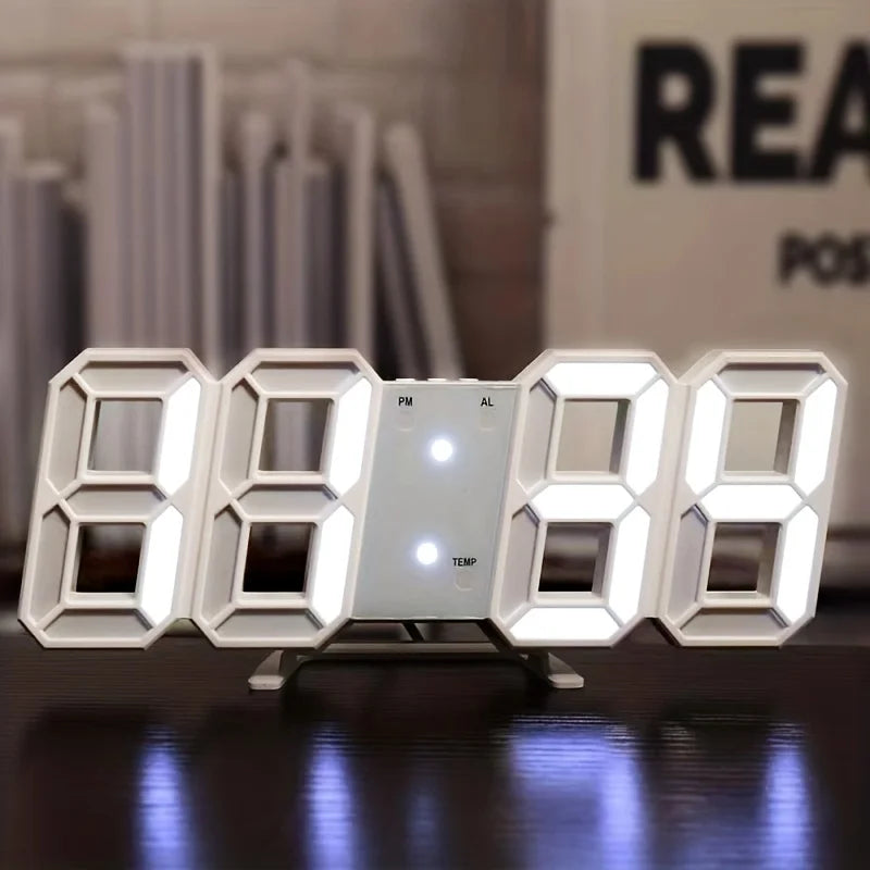 3D LED Wall Clock Modern Digital Design Nightlight Luminous Alarm Zpaxo