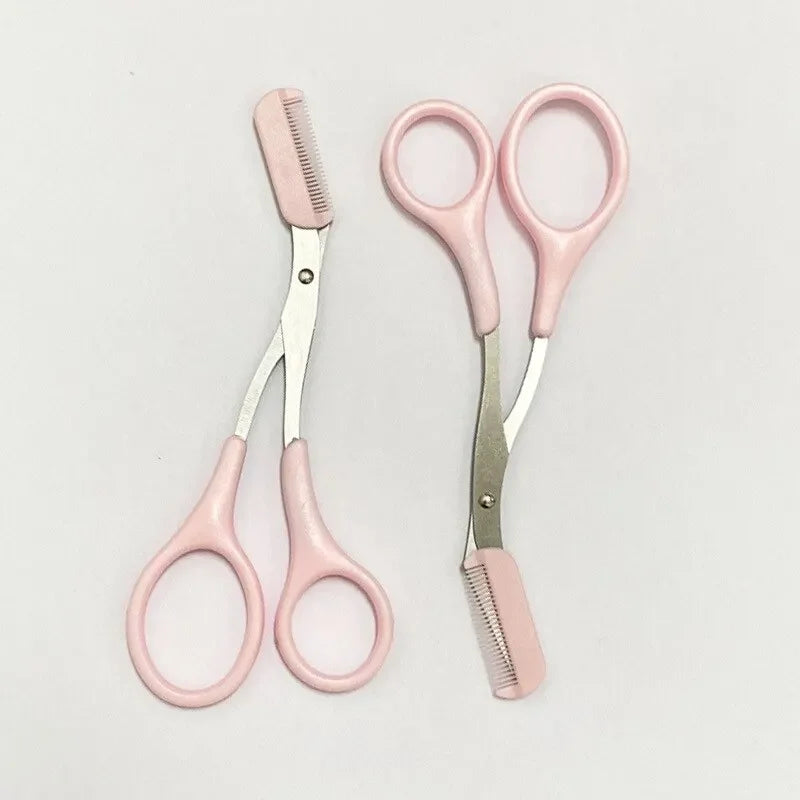 Women Eyebrow Scissors Comb Brow Trimmer Scraper Trimming Knife Face Zpaxo