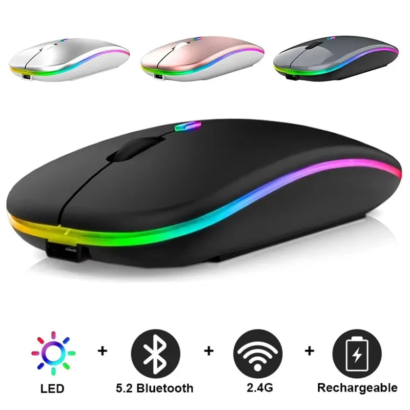 Wireless Mouse 2 4GHz Bluetooth Rechargeable Quiet Ergonomic Gaming Zpaxo
