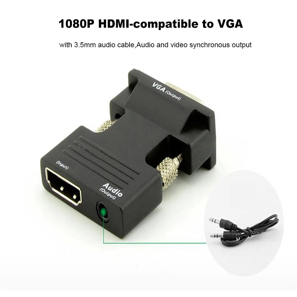 HD 1080P VGA to HDMI-Compatible Converter Adapter With Audio For PC Laptop to HDTV Projector HDMI-Compatible to VGA Adapter Zpaxo