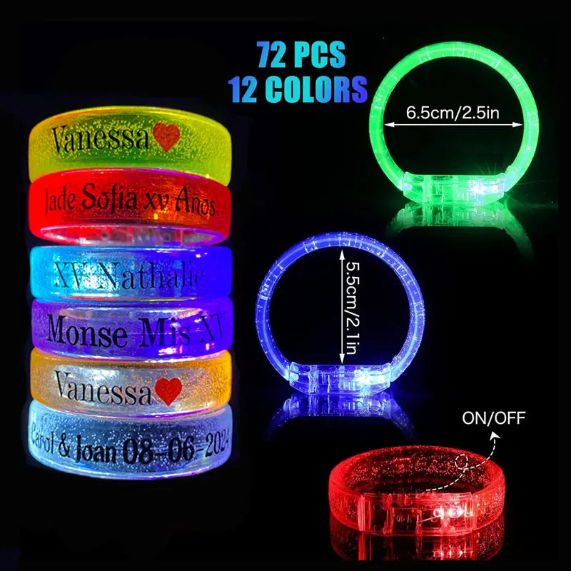 10 30 50 LED Bracelets Customizable Logos Text Suitable Wedding Zpaxo