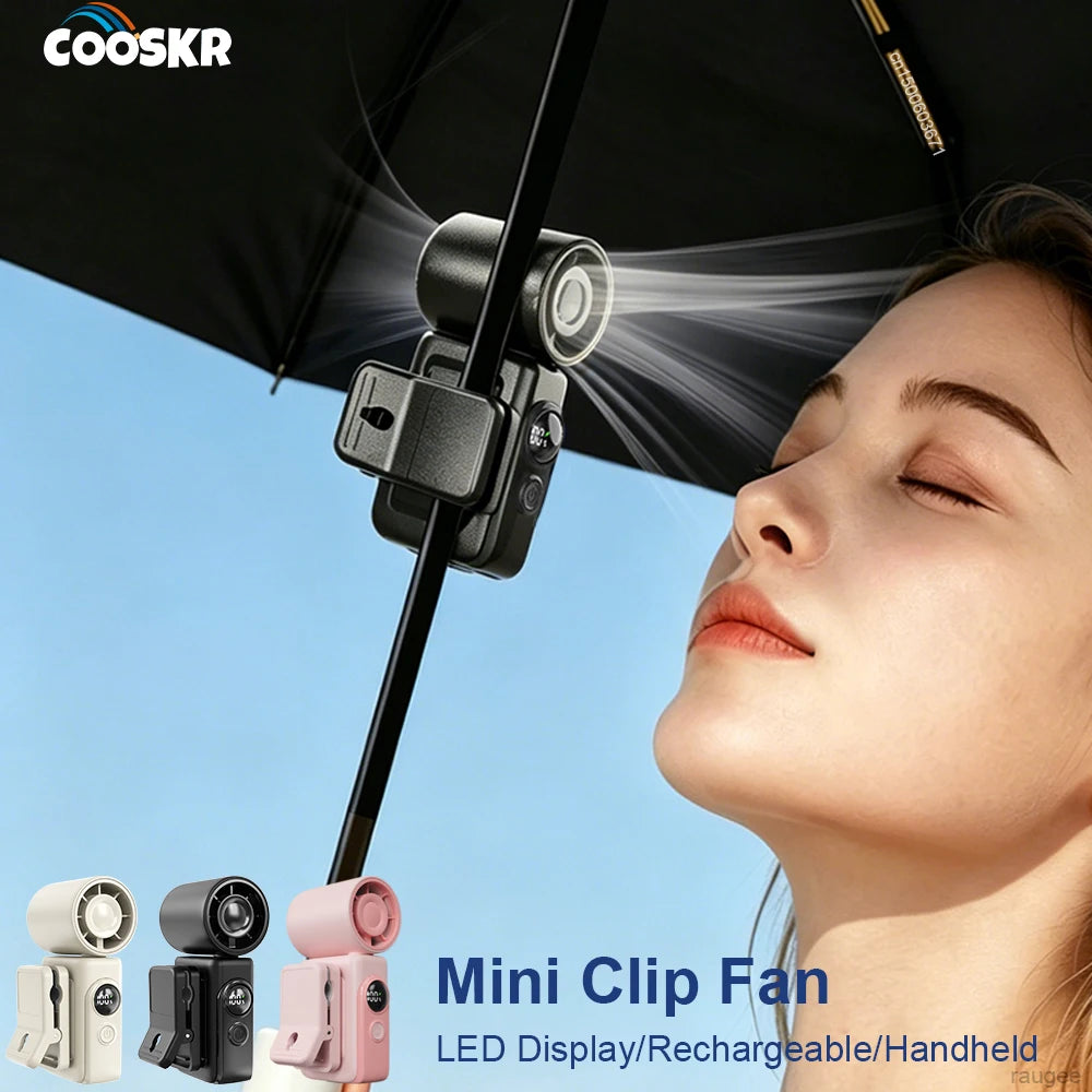 Mini Clip-on Fan Handheld Pocket Rechargeable Digital Display Air Zpaxo