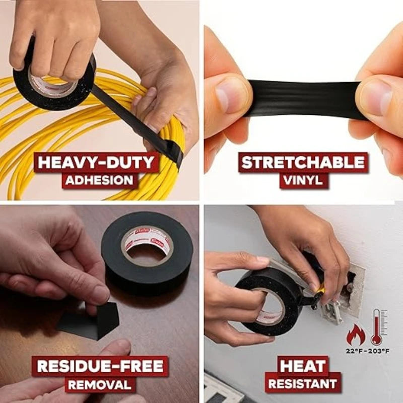 Electrical Tape Black High-Temperature Resistant Electrical Insulating Tape Strong Adhesive Wire Harness Tape Soft Insulating Zpaxo