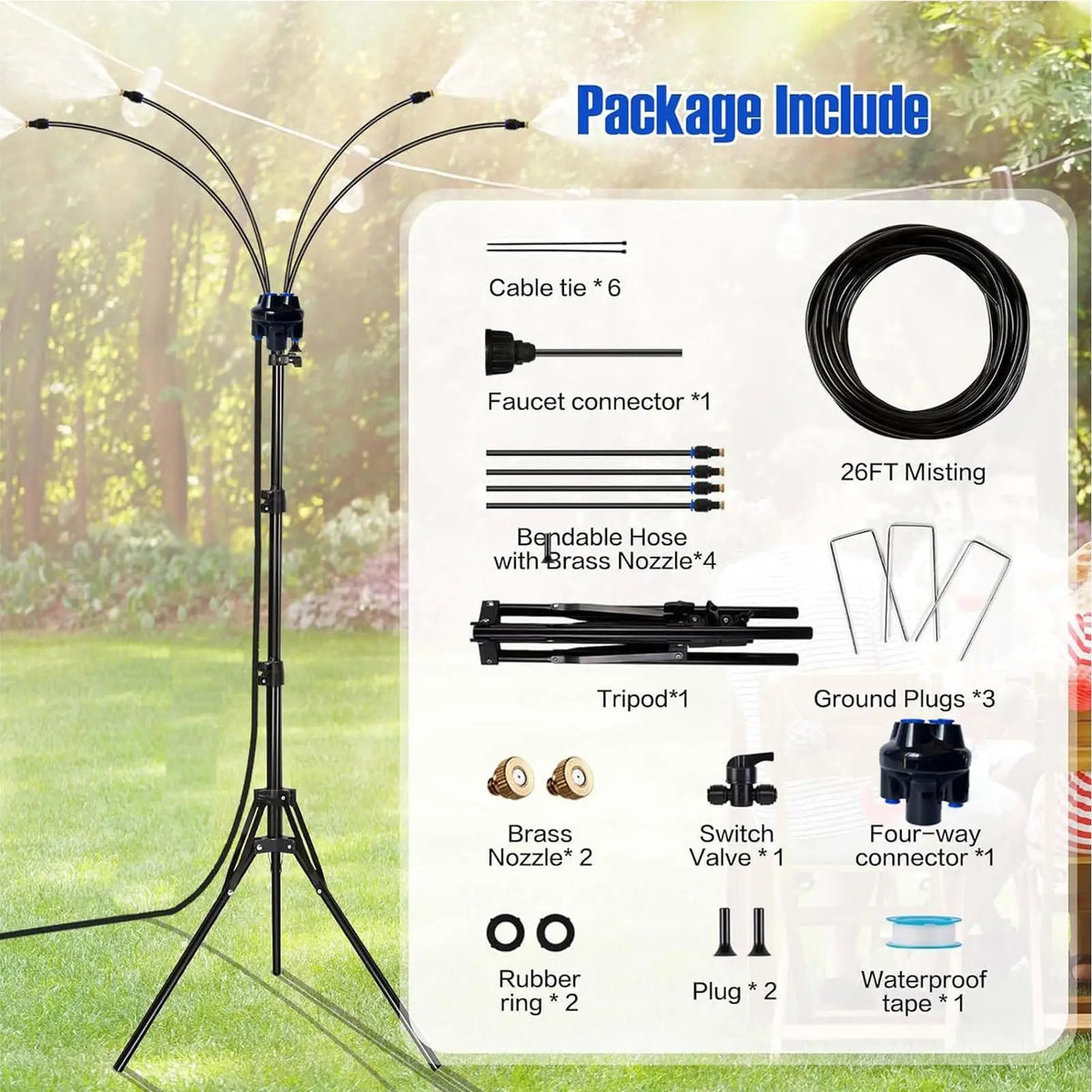Misters For Outside Adjustable Portable Misting System Patio Misting System For Backyard Yard Garden Park Summer Spring Play Zpaxo
