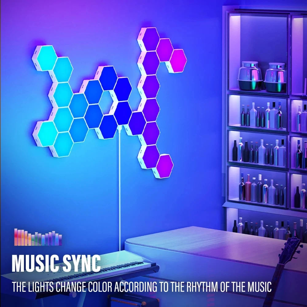 Smart LED RGB Wall Lamp Hexagonal Quantum Night Light APP Bluetooth Zpaxo