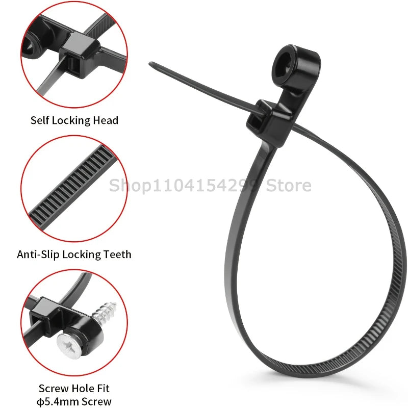 Electrician’s Cable Ties Nylon Cable Tie Self-locking Nylon Cable Tie Heavy Duty Cables Fastening Ring Loop Hardware Organizer Zpaxo
