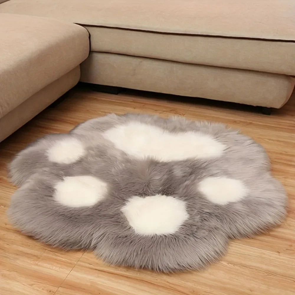 Cute Cat Paw Design Carpet Soft Long Plush Decorative Floor Mat Zpaxo