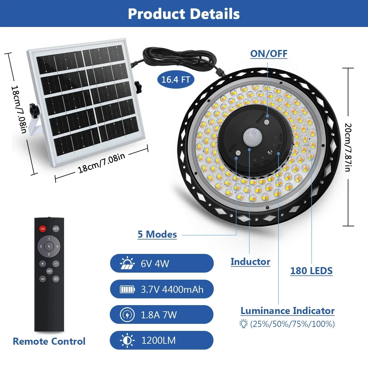 Solar Light Indoor Outdoor Shed Rotation Design Waterproof 5 Modes Zpaxo