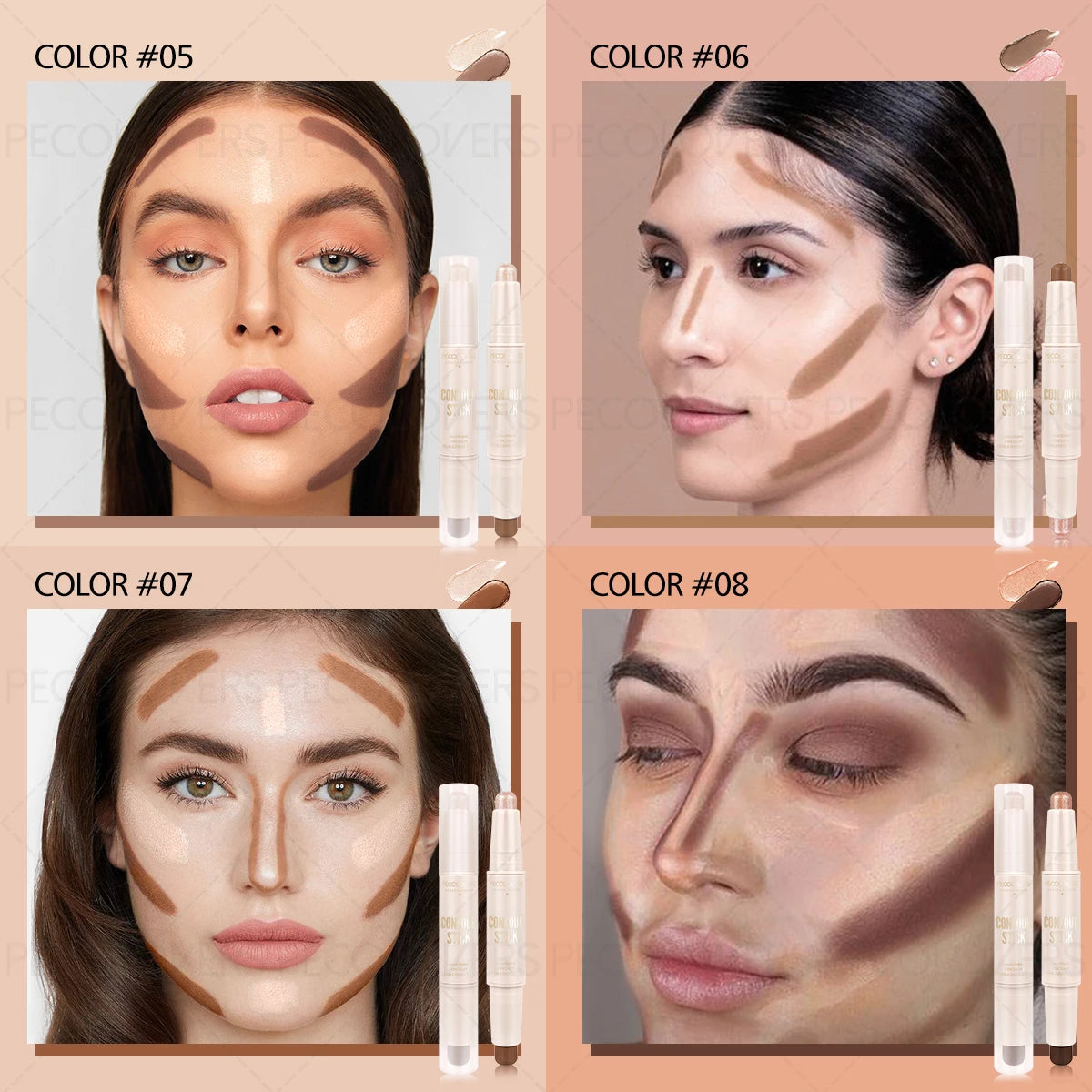 1PC Highlight and Contour Stick, Facial Highlighting, Shaping The Facial Contour, Three-dimensional, Essential Daily Makeup Tool Zpaxo