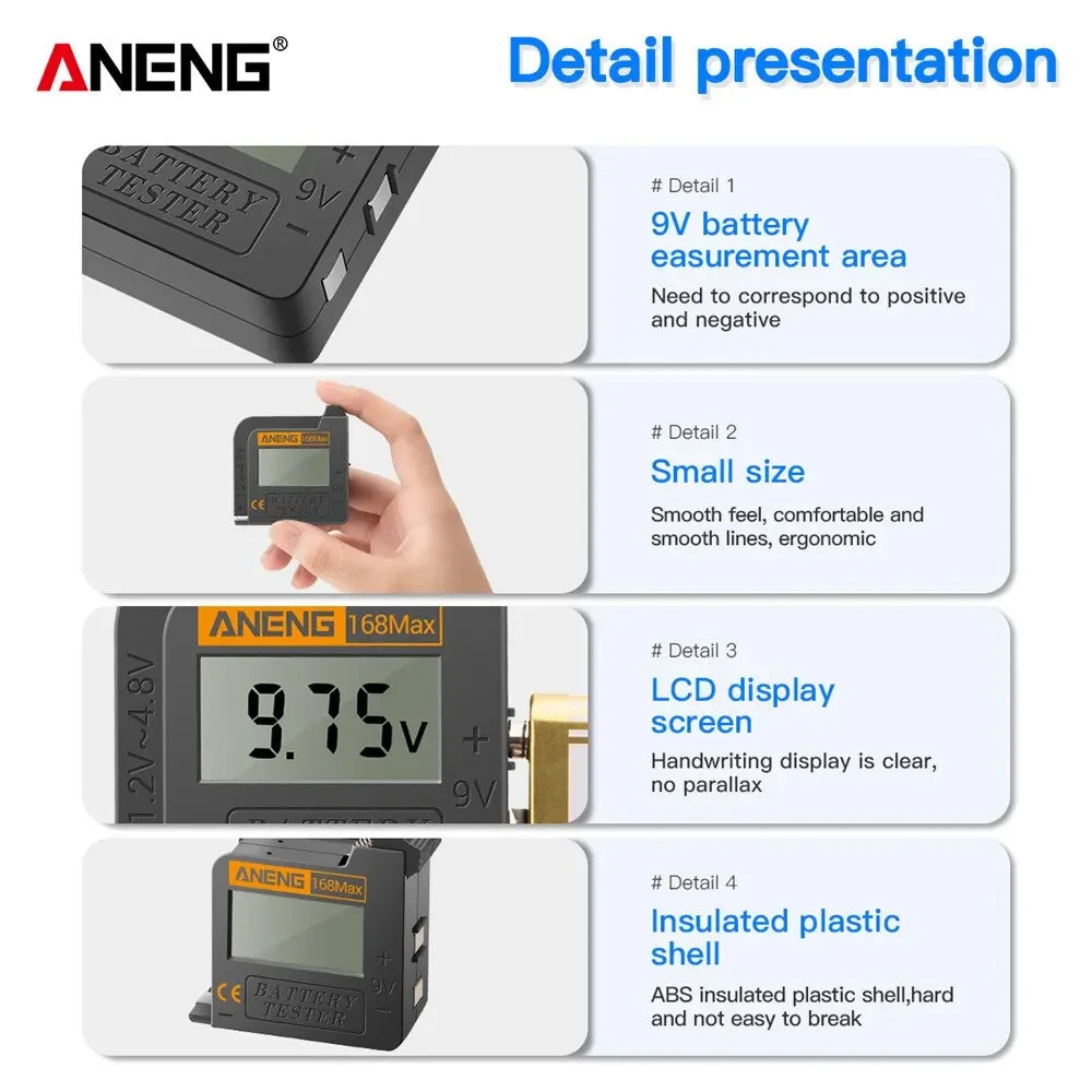 ANENG 168Max Test Checkered Load Analyzer Digital Lithium Battery Zpaxo