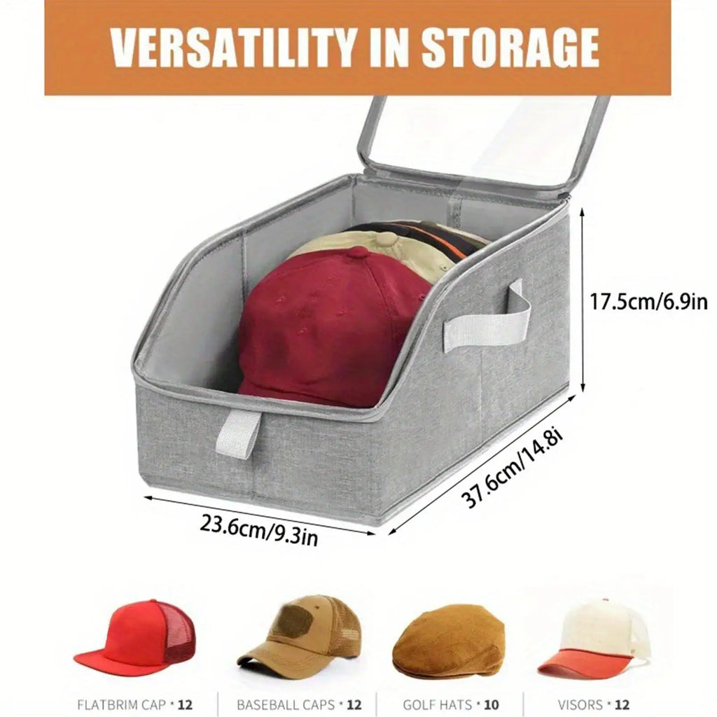 Hat Organizer Baseball Caps Stackable Large Boxes Clear Window Lid Zpaxo