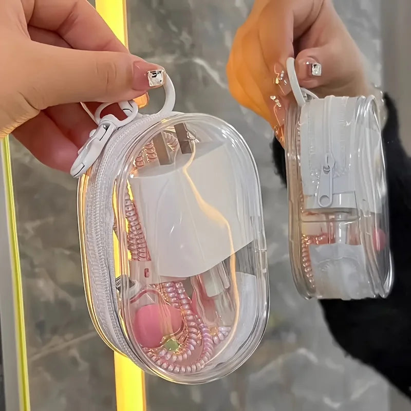 Portable Clear Cable Organizer Storage Box Charger Earbuds Data Zpaxo