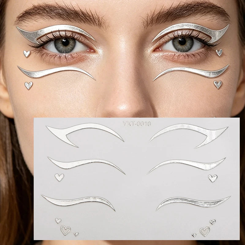 Holographic Eye Makeup Stickers – Laser Eyeliner & Brow Tattoos