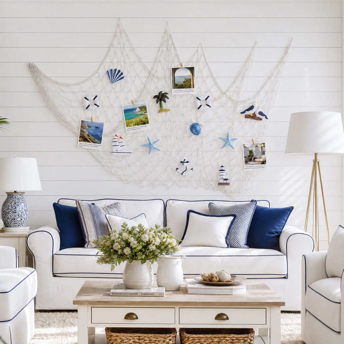 White Fishing Net Nautical Seaside Decor Beach Party Home Wall Zpaxo